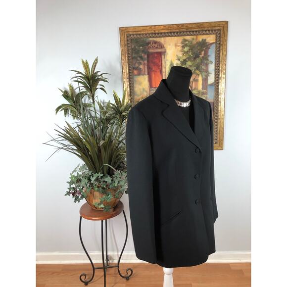 Le Suit Women Jacket Size 12 Pockets Lapel Notch Collar 3 Buttons Closure Blue - Picture 2 of 10